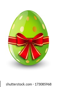 Easter egg with red ribbon