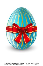 Easter egg with red ribbon