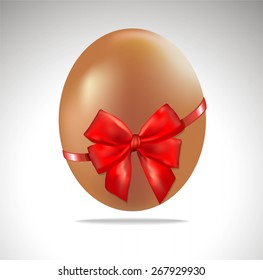 Easter egg with red ribbon. Vector illustration