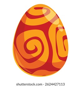 Easter egg with red swirls pattern on orange background is celebrating spring holiday