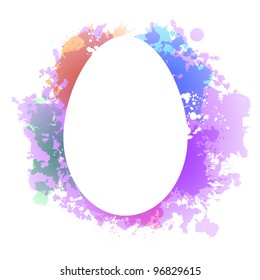 Easter egg reversed out of colorful dye spills