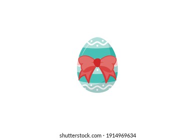 Easter Egg Ribbed Vector Icon