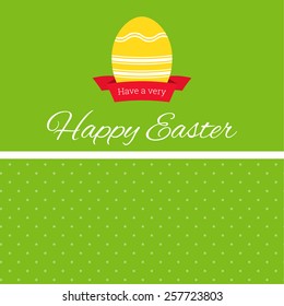 Easter egg with ribbon banner and background with polka dots
