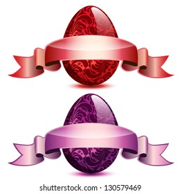 Easter egg ribbon banner vector