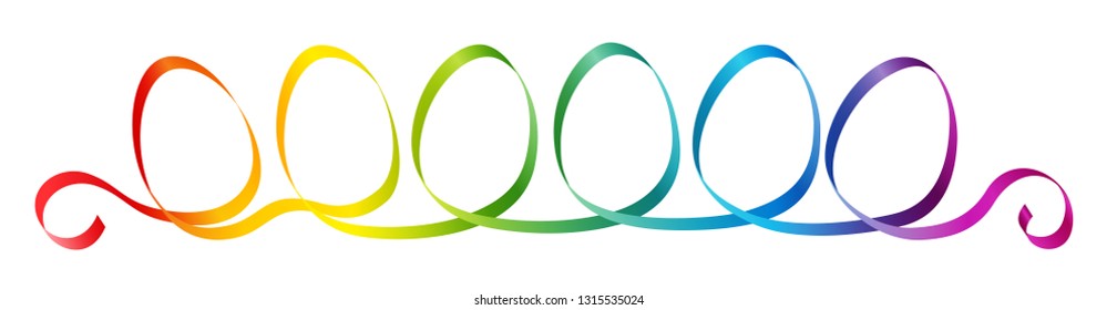 Easter egg ribbon. Colorful loop, single line. Isolated vector illustration on white bvackground.
