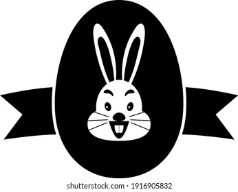 Easter Egg With Ribbon Icon. Black Stencil Design. Vector Illustration.