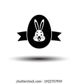Huevo de Pascua Con Icono De Cinta. Negro sobre fondo blanco con sombra. Ilustración vectorial.