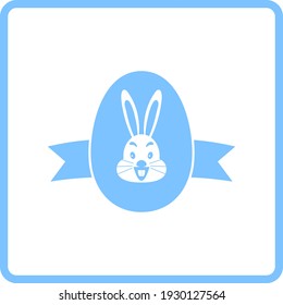 Huevo de Pascua Con Icono De Cinta. Diseño de marco azul. Ilustración vectorial.