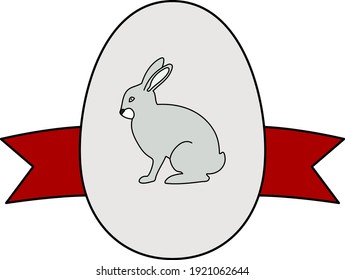 Easter Egg With Ribbon Icon. Editable Outline With Color Fill Design. Vector Illustration.