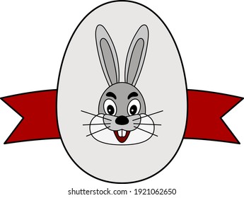 Easter Egg With Ribbon Icon. Editable Outline With Color Fill Design. Vector Illustration.