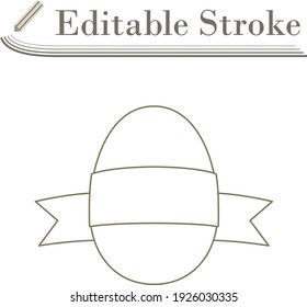 Easter Egg With Ribbon Icon. Editable Stroke Simple Design. Vector Illustration.