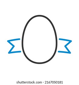 Easter Egg With Ribbon Icon. Editable Bold Outline With Color Fill Design. Vector Illustration.