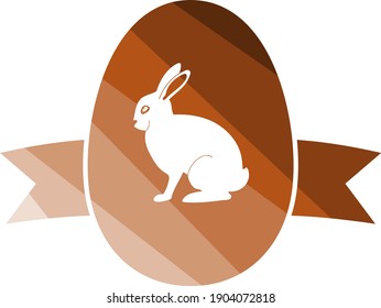 Easter Egg With Ribbon Icon. Flat Color Ladder Design. Vector Illustration.