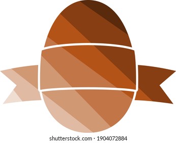Easter Egg With Ribbon Icon. Flat Color Ladder Design. Vector Illustration.