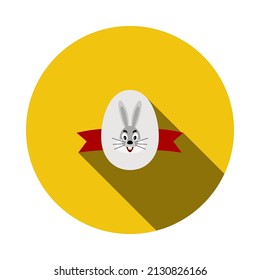 Huevo de Pascua Con Icono De Cinta. Diseño De Esténcil De Círculo Plano Con Sombra Larga. Ilustración vectorial.