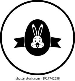 Easter Egg With Ribbon Icon. Thin Circle Stencil Design. Vector Illustration.