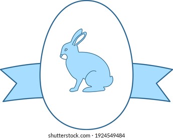Easter Egg With Ribbon Icon. Thin Line With Blue Fill Design. Vector Illustration.