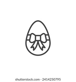 Easter egg with ribbon line icon. linear style sign for mobile concept and web design. Easter egg outline vector icon. Symbol, logo illustration. Vector graphics