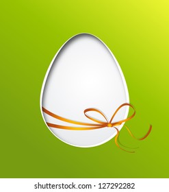 easter egg with ribbon on green background