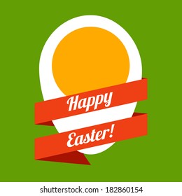 Easter egg with ribbon on green background. Vector illustration.