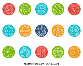 easter egg round button icons set