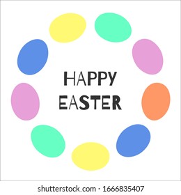 Easter egg round frame for greeting card. Happy easter