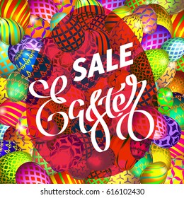 Easter egg sale banner background template.  Vector illustration for wallpaper, flyers, invitation, posters, brochure, discount voucher, banner.