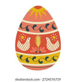 Ovo de Páscoa no estilo folk escandinavo com desenhos à mão padrões ornamentais Ilustração vetorial decorativa para design de férias, embalagem, cartões de saudação, cartazes, decoração sazonal