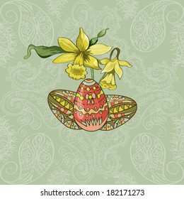 Easter egg - seamless  floral background