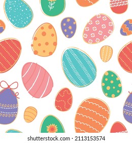 Easter egg seamless pattern. Colorful spring holiday background for printing on fabric, paper for scrapbooking, gift wrap and wallpapers.