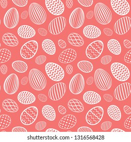 Easter egg seamless pattern. Pastel color, holiday eggs texture. Simple abstract decorative template for Happy Easter celebration. Stylized cute ornament wallpaper, card, fabric Vector illustration