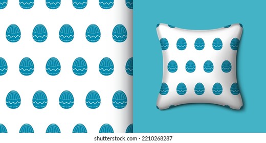 Easter egg seamless pattern with pillow. Vector illustration