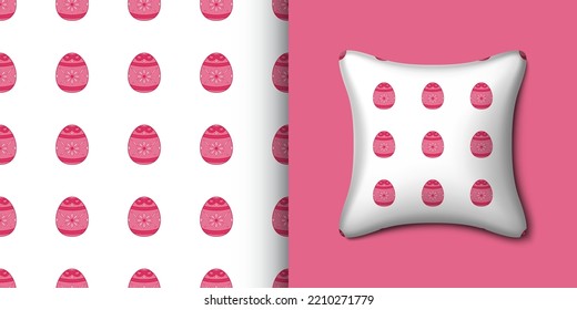 Easter egg seamless pattern with pillow. Vector illustration