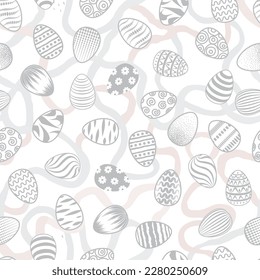 Easter egg seamless pattern. Spring holiday background. Happy easter greeting card decor