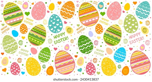 Easter egg seamless pattern. Spring holiday background for printing on fabric, paper for scrapbooking, gift wrap, wallpapers, textile fabric design, wrapping paper, website wallpapers, textile. vector