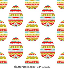 Easter egg seamless pattern. Tribal art boho print, vintage ornament, holiday decoration. Background texture, wallpaper, wrapping
