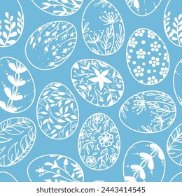 Easter egg seamless pattern. Vector Doodle texture of holiday eggs. Easter illustration. Perfect for wallpaper or fabric.