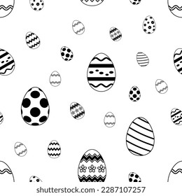 Easter Egg seamless vector. Black outline eggs. Isolated background.
Seamless on all four sides. Endless pattern size possible.