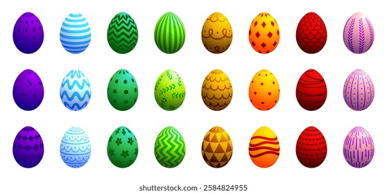 Easter egg set, 3D egg, colored Easter egg, painted pattern