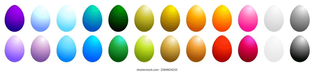 Easter egg set, 3D Easter eggs collection, colored eggs