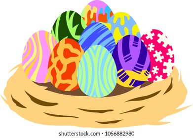 Easter Egg set with bird's nest