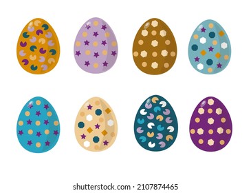 Easter egg set flat vector element llustration.