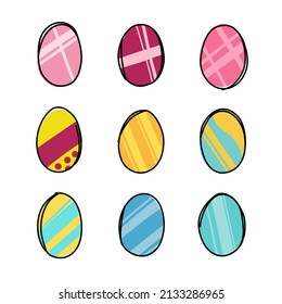 Easter Egg Set with Modern Colors. Easter Eggs Collection with Colorful Style