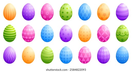 Easter egg set, painted eggs collection, colored Easter egg