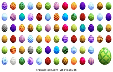 Easter egg set, painted eggs vector collection, colored egg