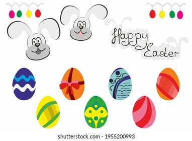 easter egg set with rabbit