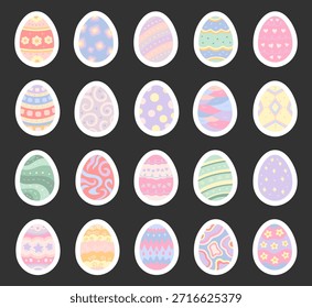 Conjunto de huevo de Pascua en estilo escandinavo con una variedad de adornos decorativos para proyectos de artesanía de temporada utilizando encantadores dibujos a mano ideales para sus diseños festivos de vacaciones