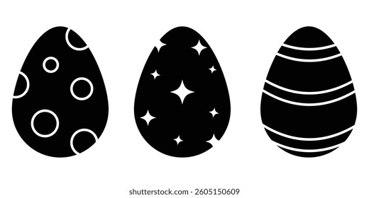 Easter egg set silhouette . Easter  day festival. Easter egg icon set.