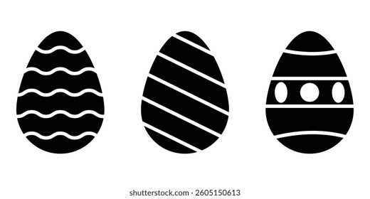 Easter egg set silhouette . Easter  day festival. Easter egg icon set.