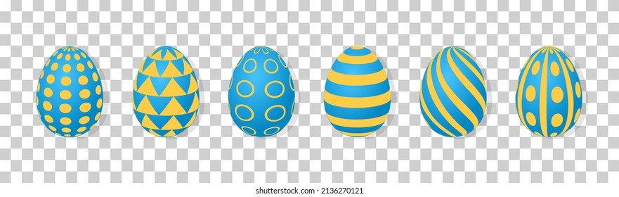 Easter egg set in Ukraine color theme.